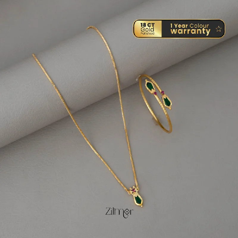 luxury fashion necklaces for women -KY101970 - Gold Tone Nagapadam Necklace Bangle Set