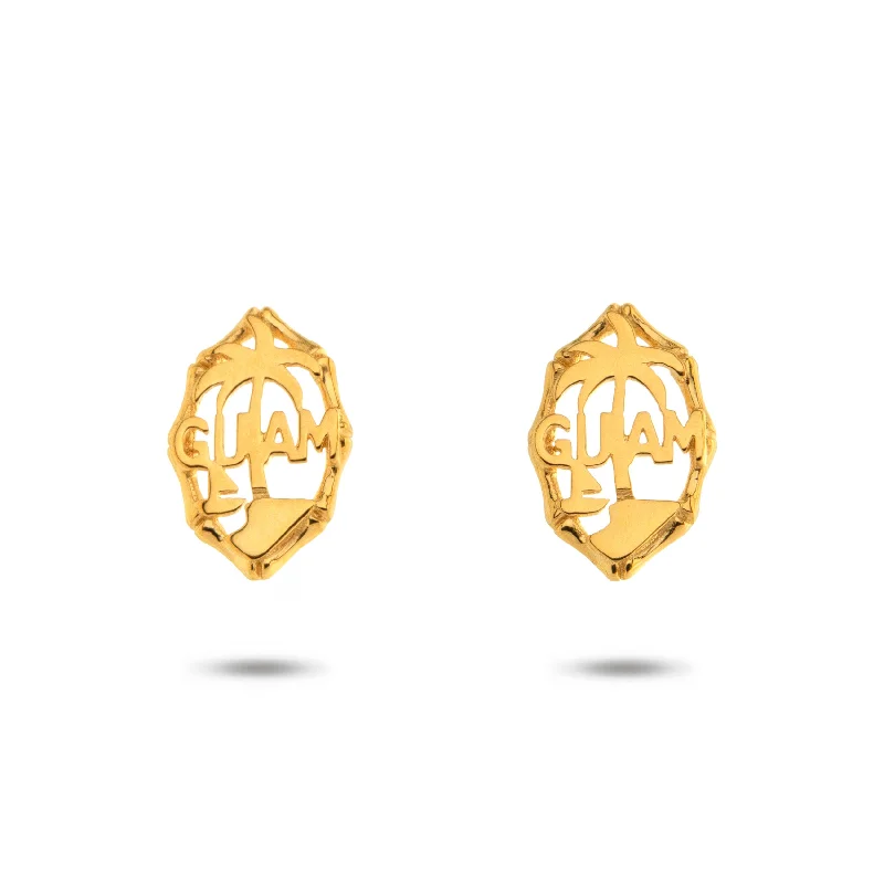 high-end earrings for women -14K Yellow Gold Guam Seal Stud Earrings