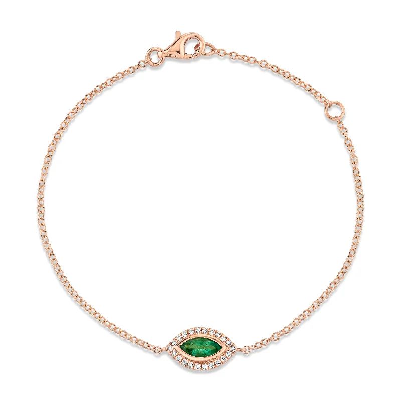 men’s and women’s matching bracelets -EMERALD & DIAMOND MINI EVIL EYE BRACELET