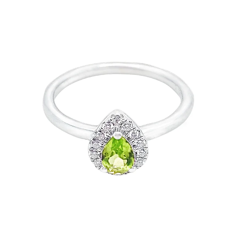 fashion rings for special events -9ct White Gold Halo Peridot Ring