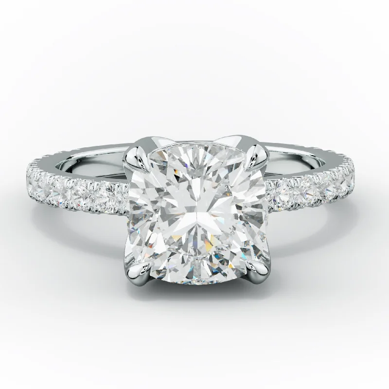 simple diamond engagement rings -Evelyn Cushion Cut Diamond Engagement Ring