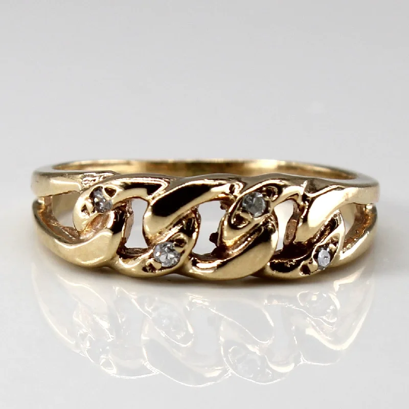 chunky rings for women -Cable Linked Diamond Gold Ring | 0.04ctw | SZ 6 |