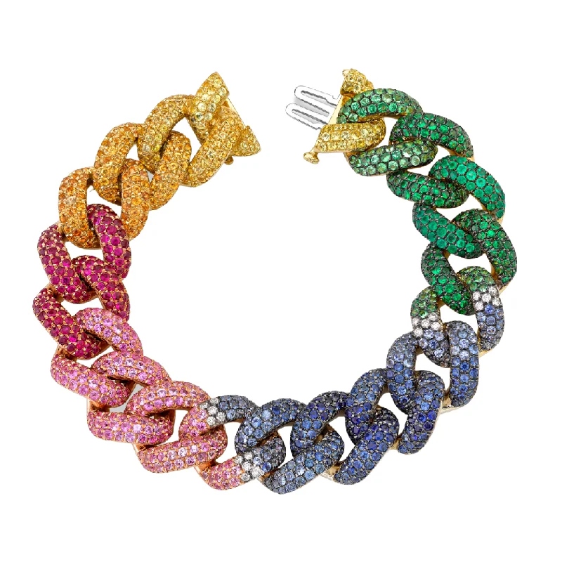 cuff bangles for women -READY TO SHIP  RAINBOW PAVE JUMBO LINK BRACELET