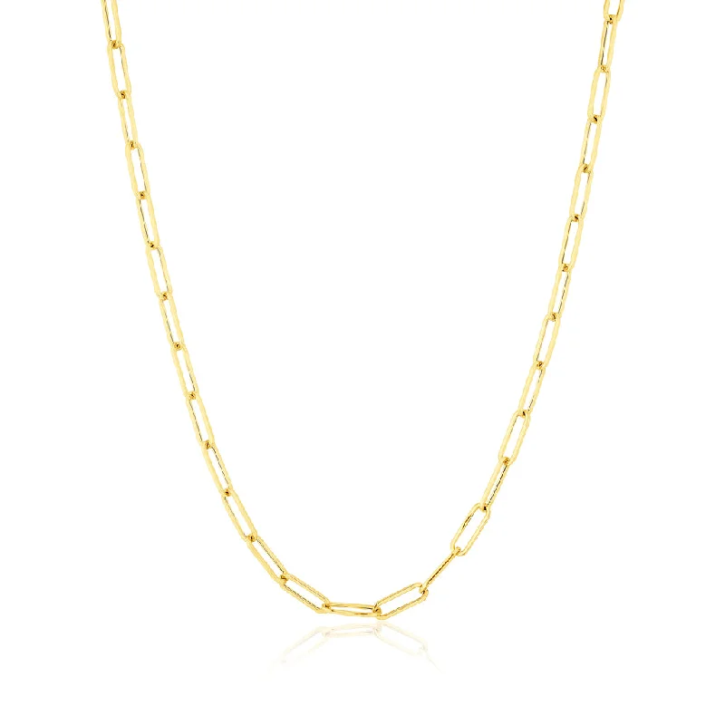 birthday gift necklaces for women -14KT Yellow Gold Paper Clip Necklace