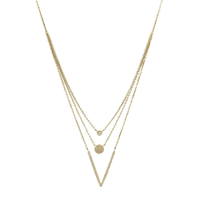 women’s heart necklaces -14 Karat Gold Plated Triple Strand Necklace with CZs