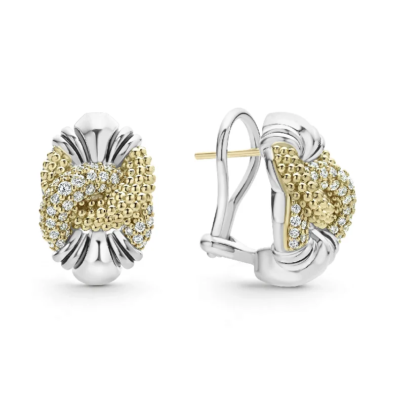 fashion jewelry earrings -Caviar Lux Caviar Diamond Knot Earrings