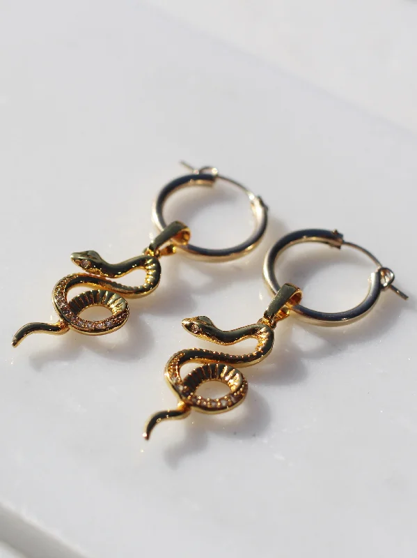 custom earrings for women -Slytherin Snake Earrings