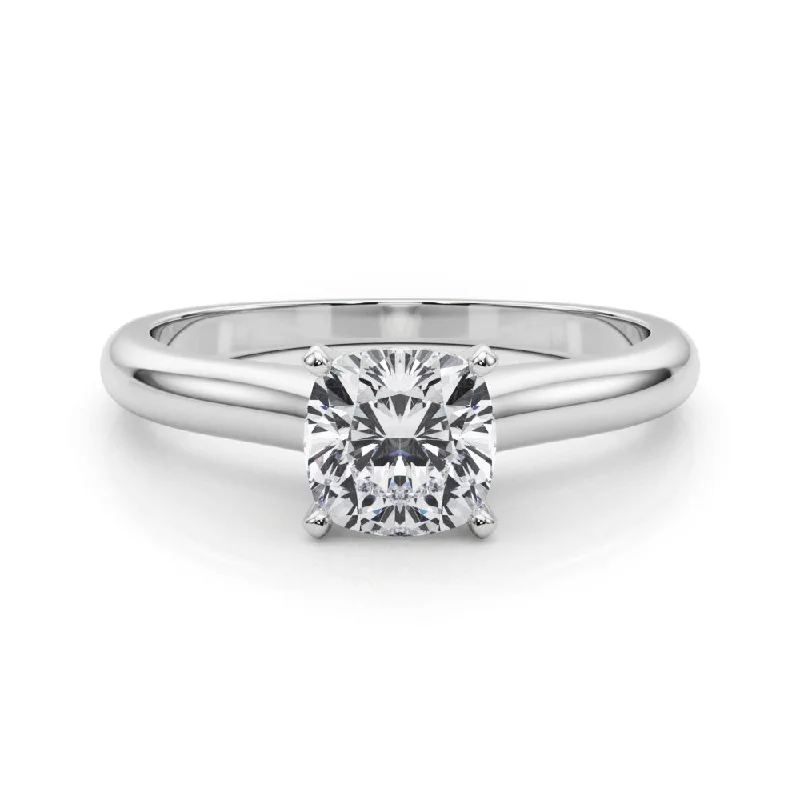 silver engagement rings -Isabella Cushion Diamond Solitaire Engagement Ring