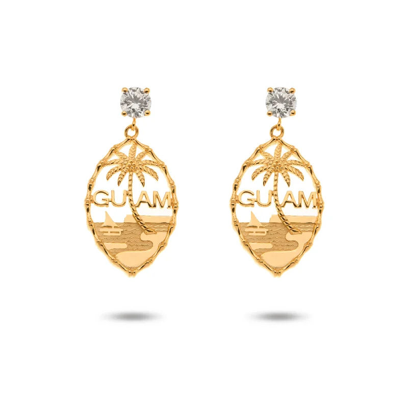 sophisticated diamond earrings -14K Yellow Guam Seal Dangle Earrings