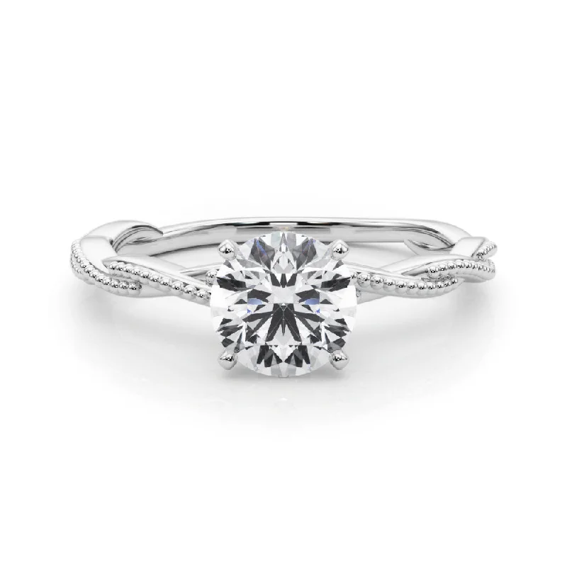 oval cut engagement rings for women -Anastasia Twisted Vine Round Diamond Solitaire Engagement Ring