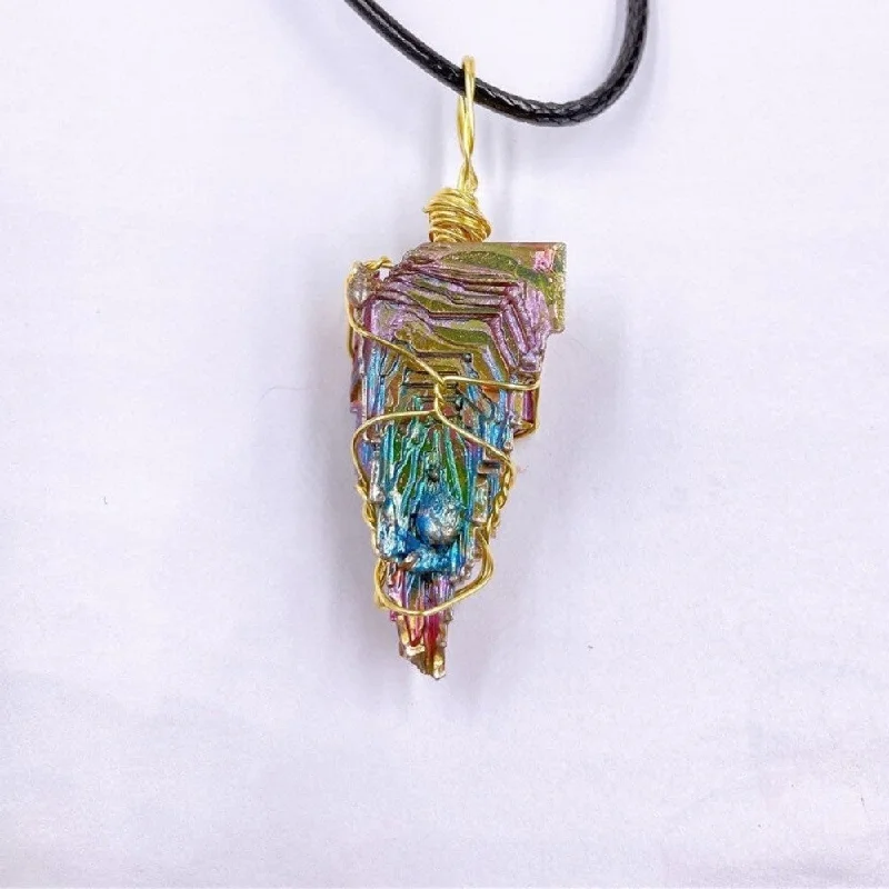 charm pendant necklaces for women -Rainbow Bismuth Crystal Necklace