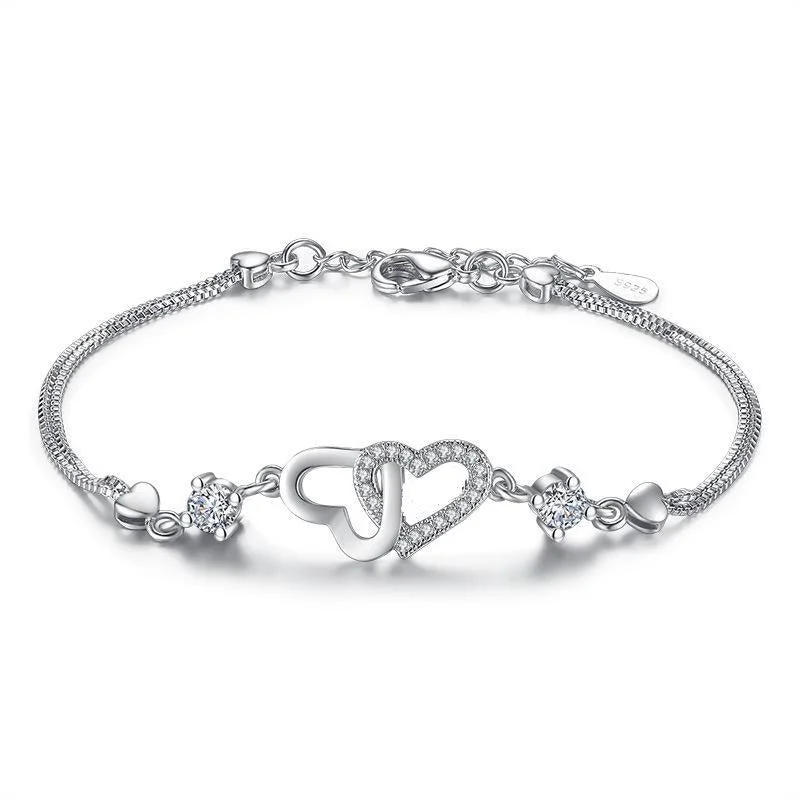 vintage-inspired bangles for women -I Love You Bracelet with Cubic Zirconia