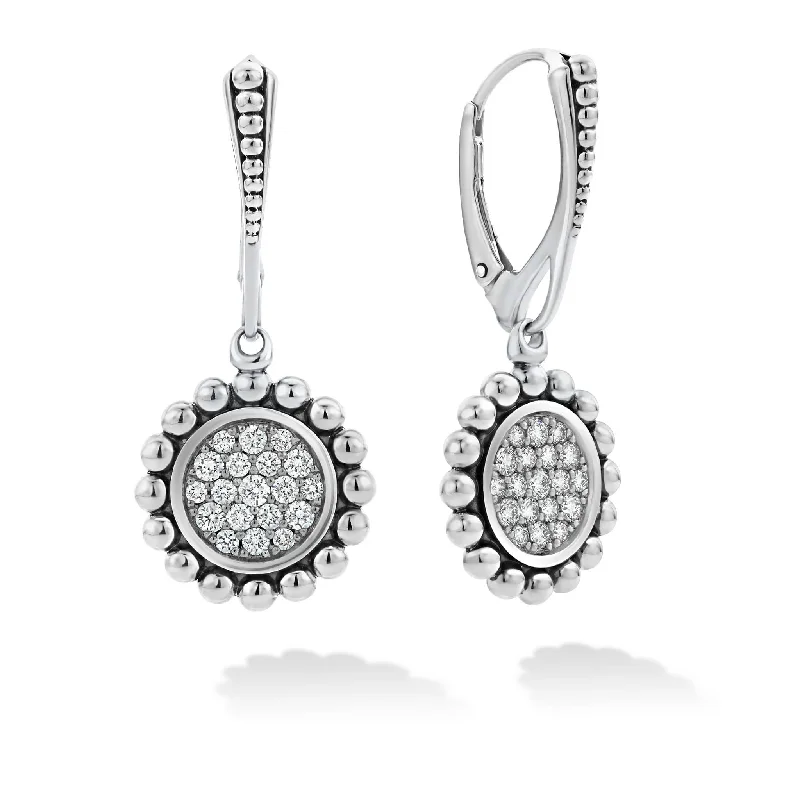 women’s earrings -Caviar Spark Small Caviar Circle Diamond Drop Earrings