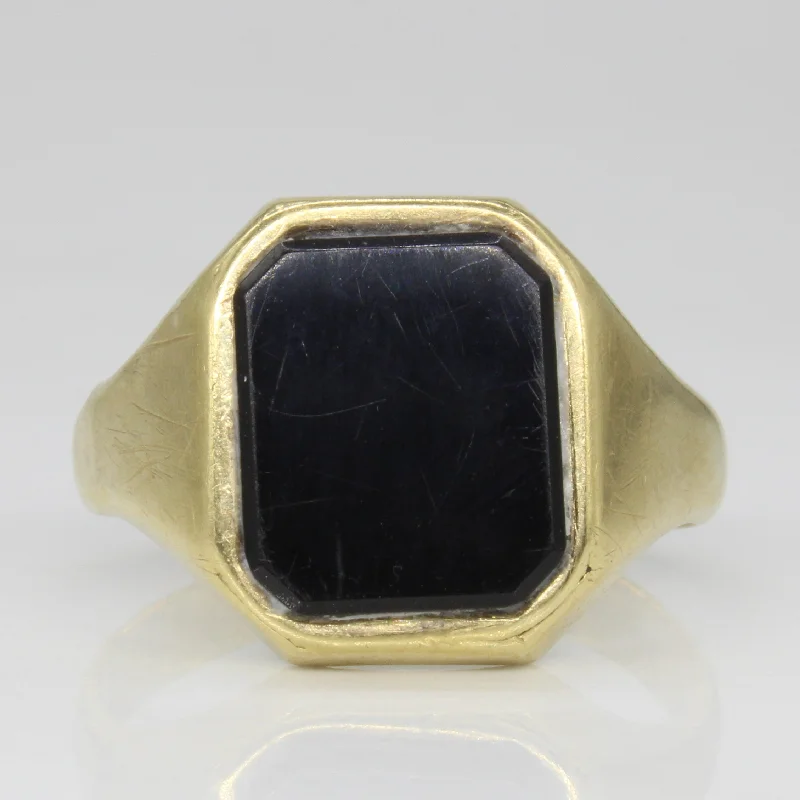 gold engagement rings for women -Onyx Signet Ring | 4.60ct | SZ 9.25 |