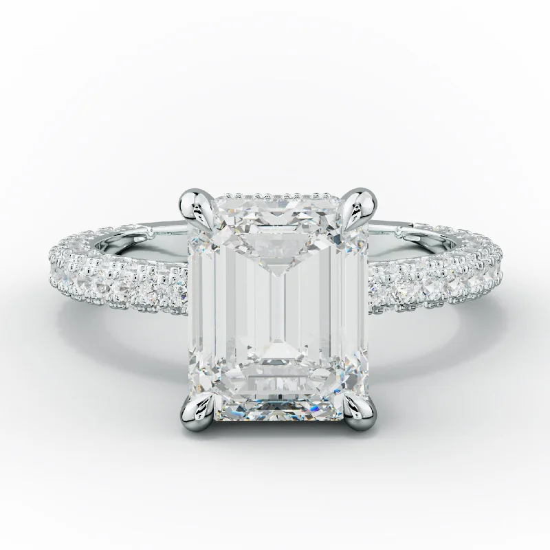 diamond cluster engagement rings -Aurora Emerald Cut Diamond Engagement Ring