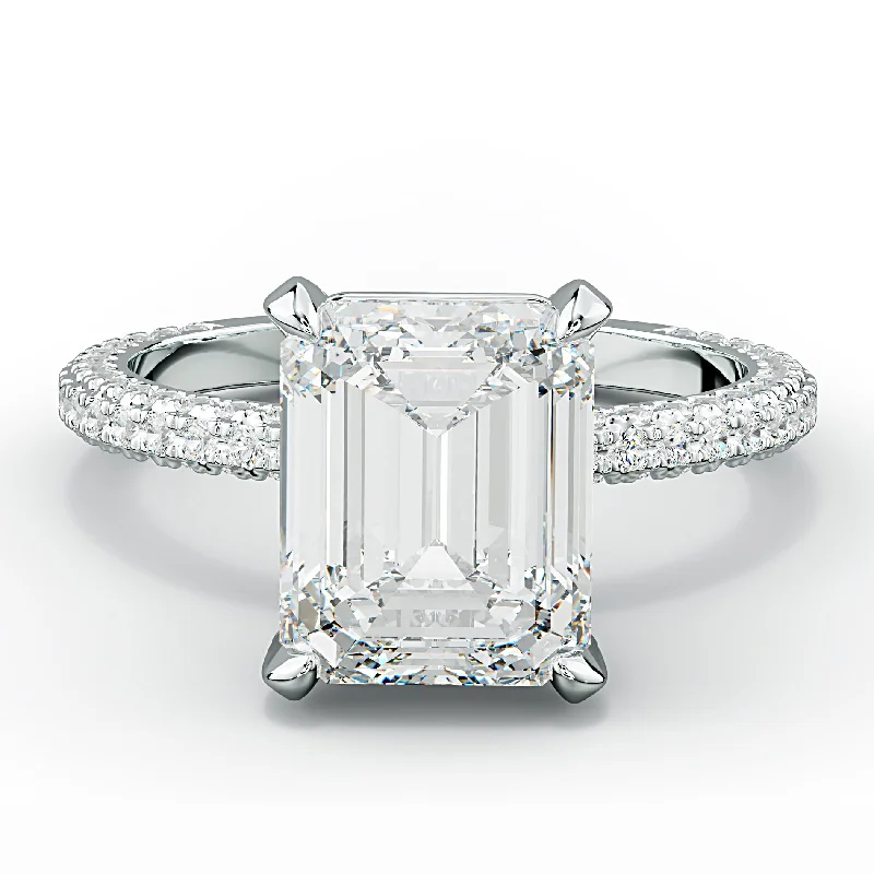 women’s engagement rings with emeralds -Sofia Emerald Cut Diamond Engagement Ring