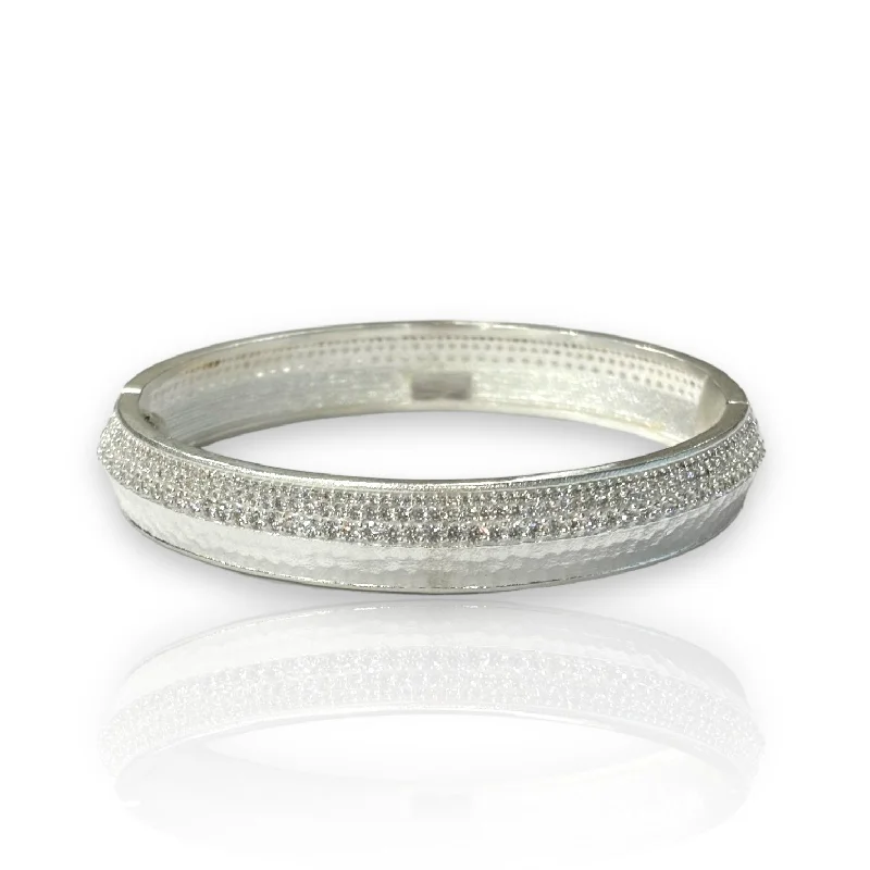 women’s gemstone bangles -SILVER PAVE NOMA BANGLE