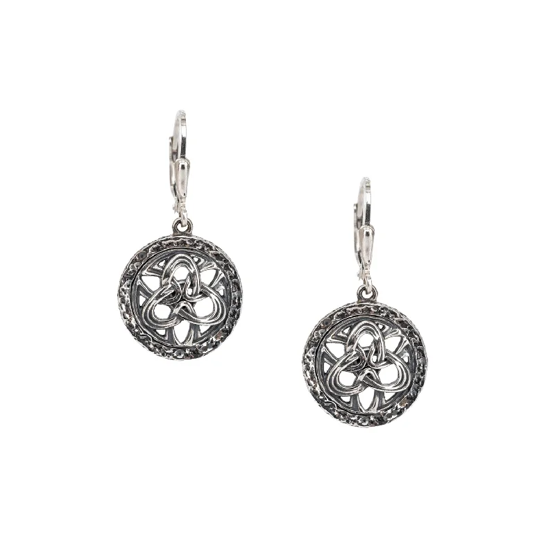 crystal earrings for women -Silver Art Deco Trinity Leverback Earrings