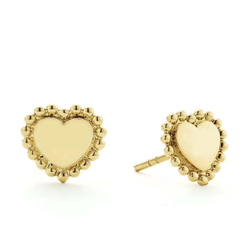 women’s gold drop earrings -KSL 18K Gold Heart Stud Earrings