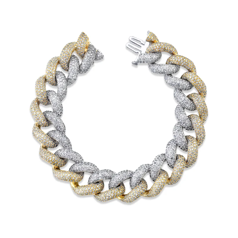 pearl bangles for women -TWO-TONE JUMBO PAVE LINK BRACELET