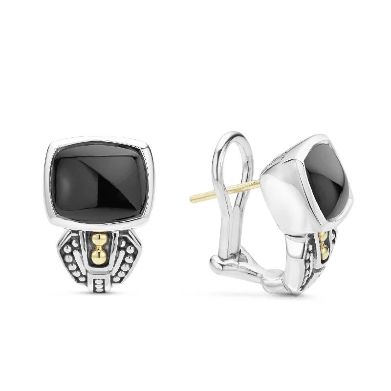 affordable earrings for women -Caviar Color Bezel-Set Onyx Earrings