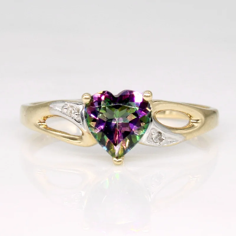 contemporary rings for women -Mystic Topaz & Diamond Cocktail Ring | 0.85ct, 0.01ctw | SZ 6.75 |