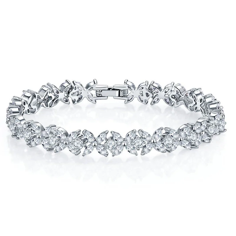 bangles with gemstones -Elegant Round and Marquise Cut Tennis Bracelet with AAA+ Cubic Zirconia