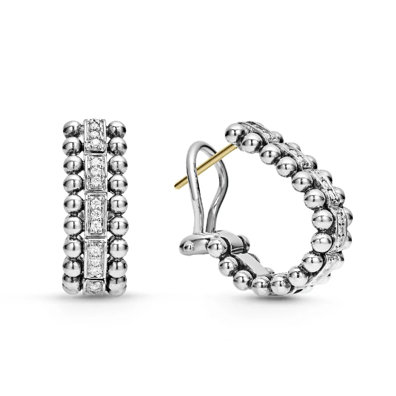 ear cuff earrings for women -Caviar Spark Beaded Diamond Huggie Earrings