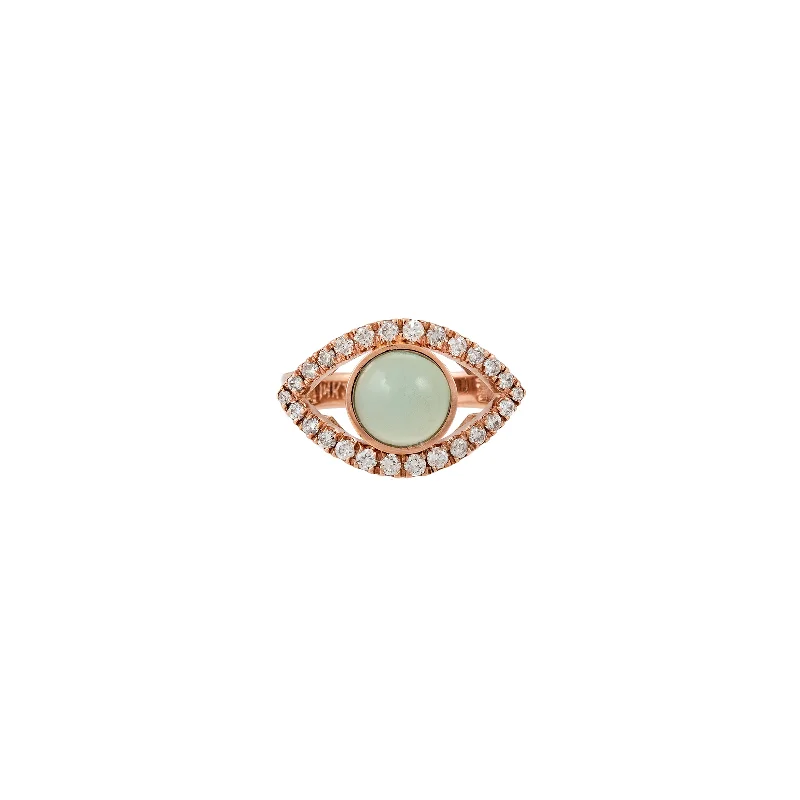 personalized rings for women -SMALL PAVE AQUAMARINE CENTER OPEN EYE RING