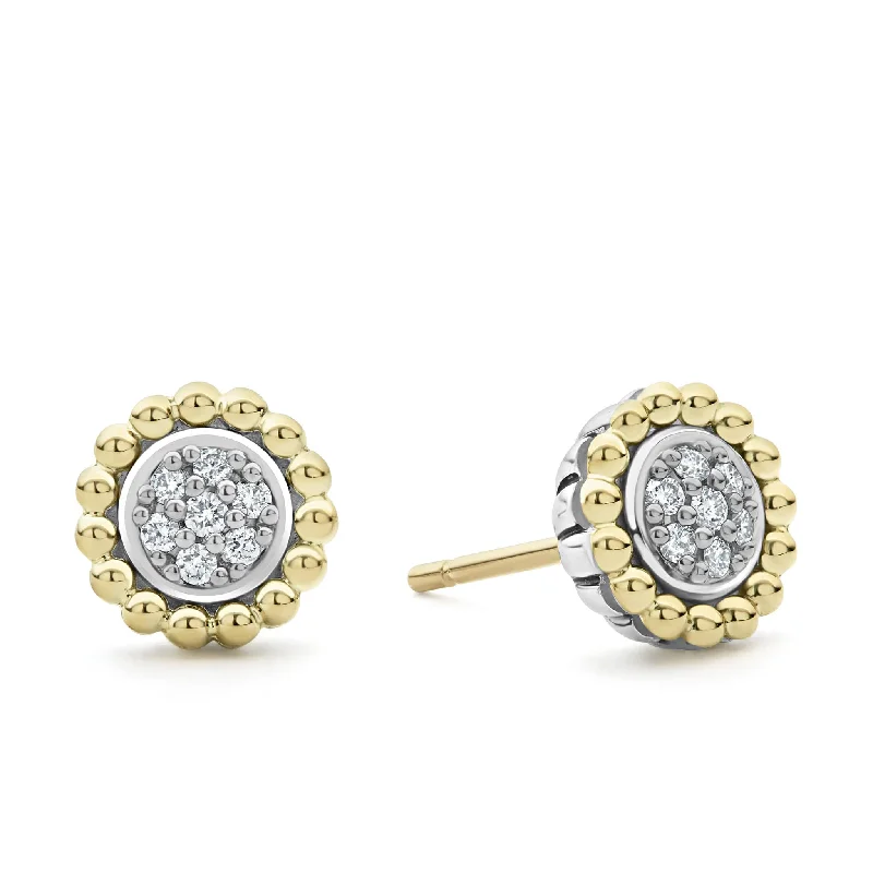 fancy earrings for women -Caviar Lux Two-Tone Caviar Diamond Stud Earrings