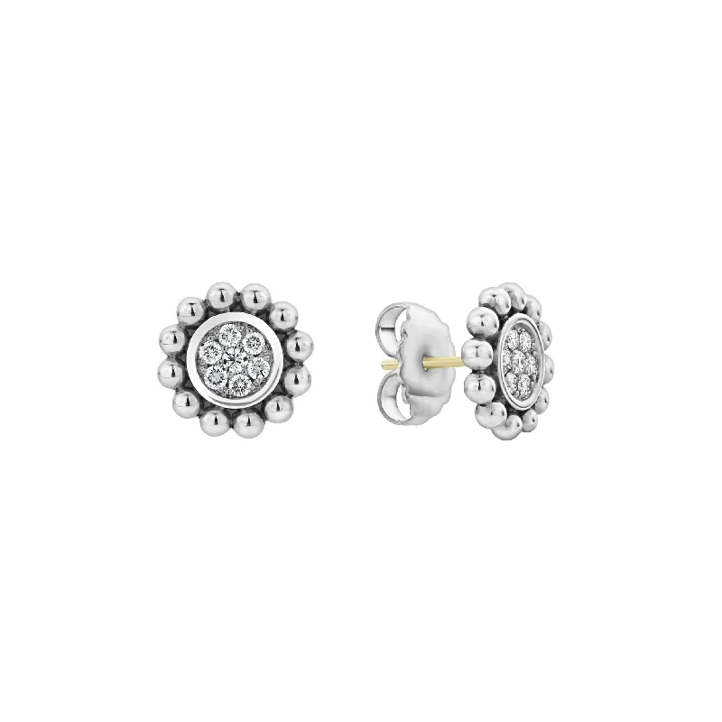 silver earrings for women -Caviar Spark Small Caviar Circle Diamond Earrings