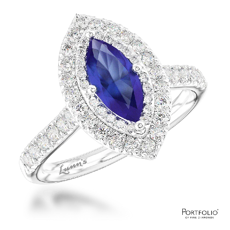 vintage-style engagement rings -Cluster 1.07ct Sapphire Platinum Ring