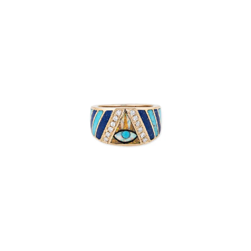 luxury diamond rings -EYE CHEVRON OPAL INLAY RING