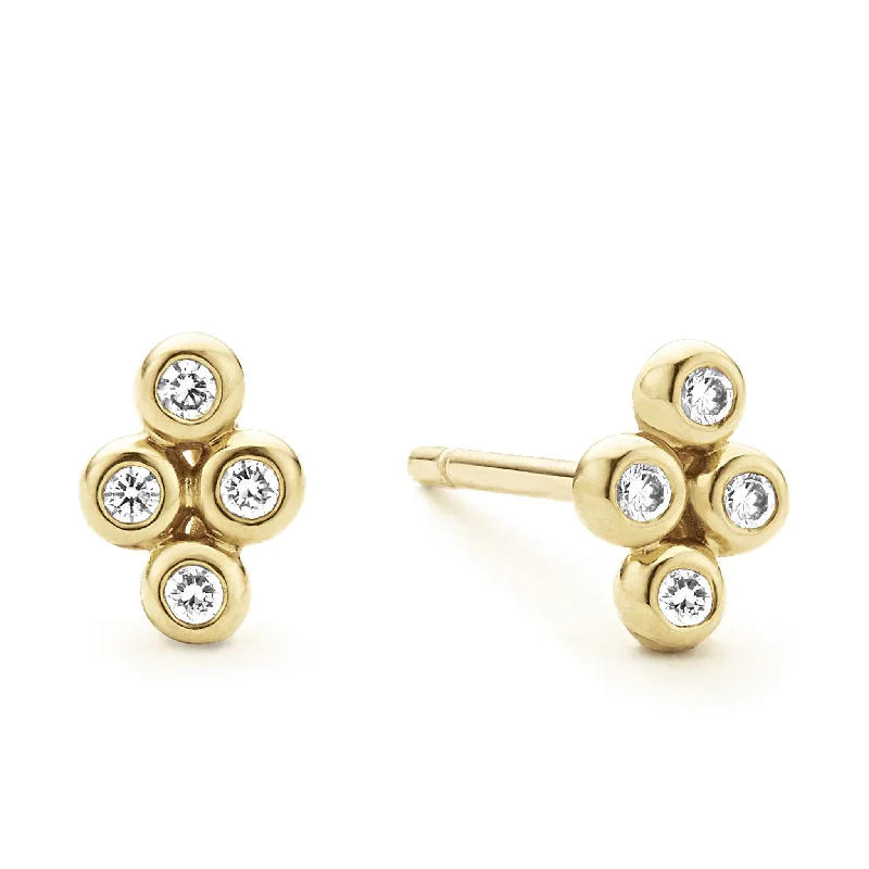 trendy earrings for women -KSL 18K Gold Diamond Stud Earrings