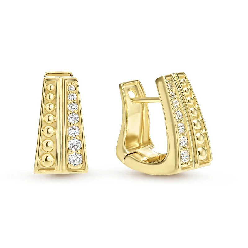 elegant drop earrings for women -Caviar Gold 18K Gold Caviar Two-Row Diamond Huggie Earrings