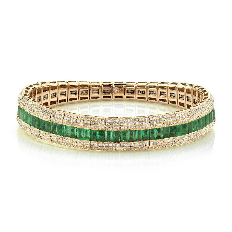 chunky bangles for women -EMERALD & DIAMOND SCALES STRETCH BRACELET