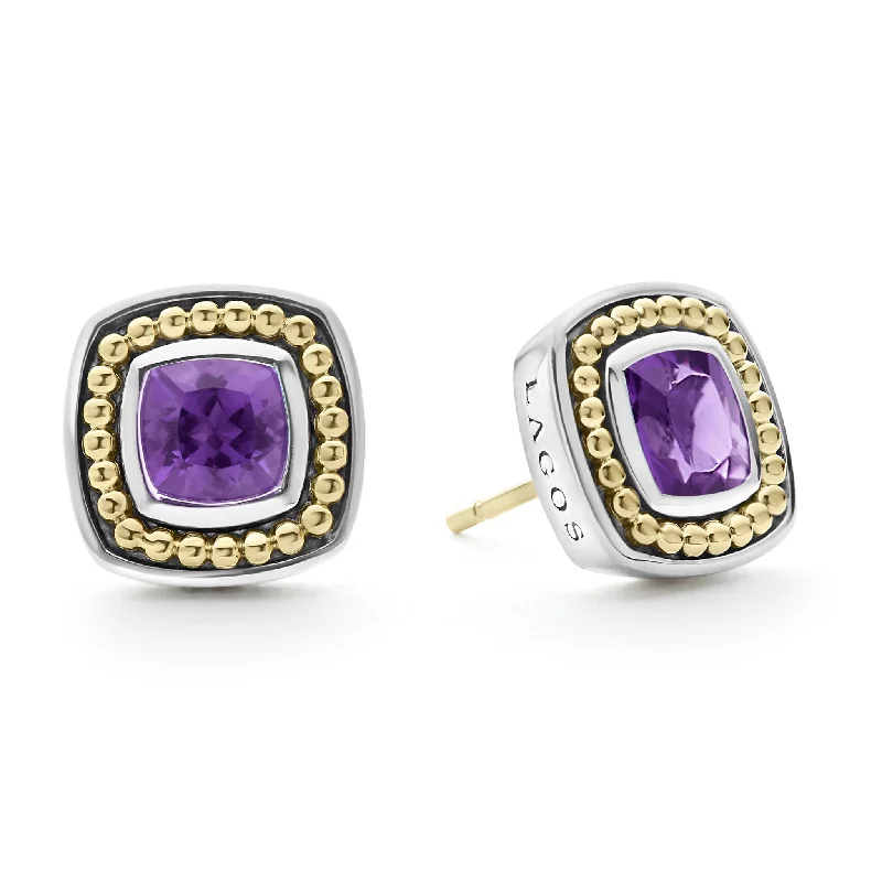 women’s gold statement earrings -Rittenhouse Amethyst Stud Earrings