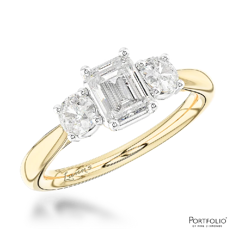 personalized rings for women -Three Stone 0.31ct F VS1 Diamond Yellow Gold/Platinum Ring