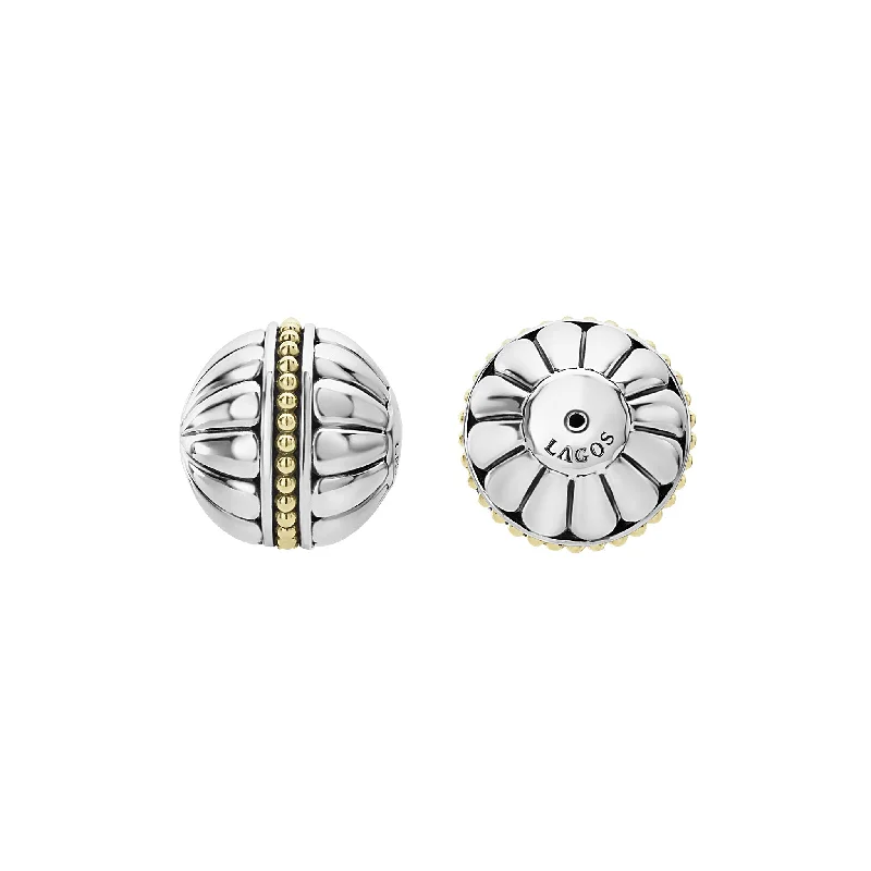 gold stud earrings for women -Signature Caviar Two-Tone Fluted Earring Backs