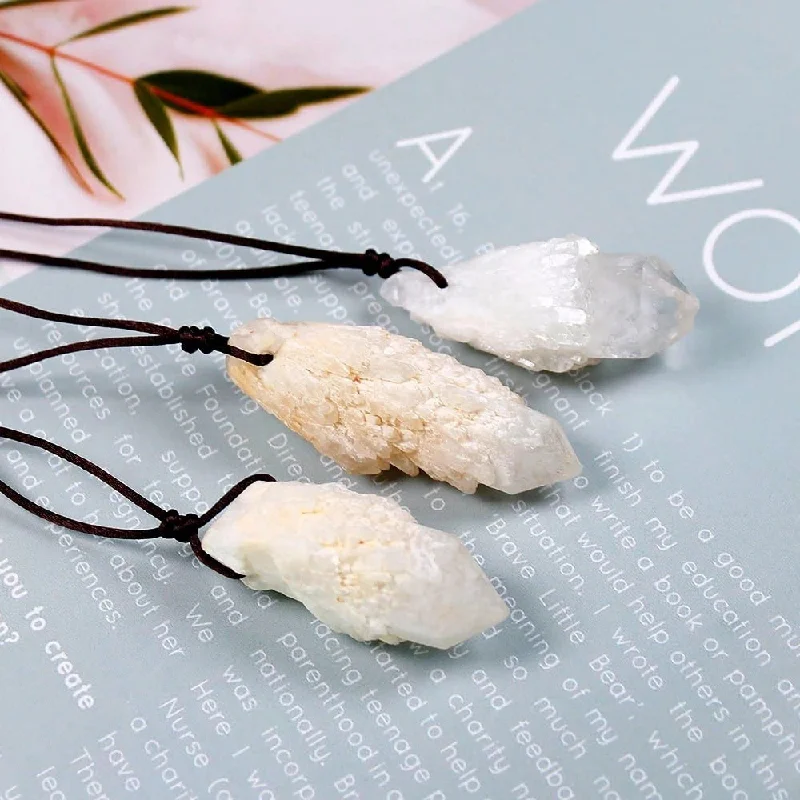 wedding necklaces for women -Raw Clear Quartz Crystal Necklace