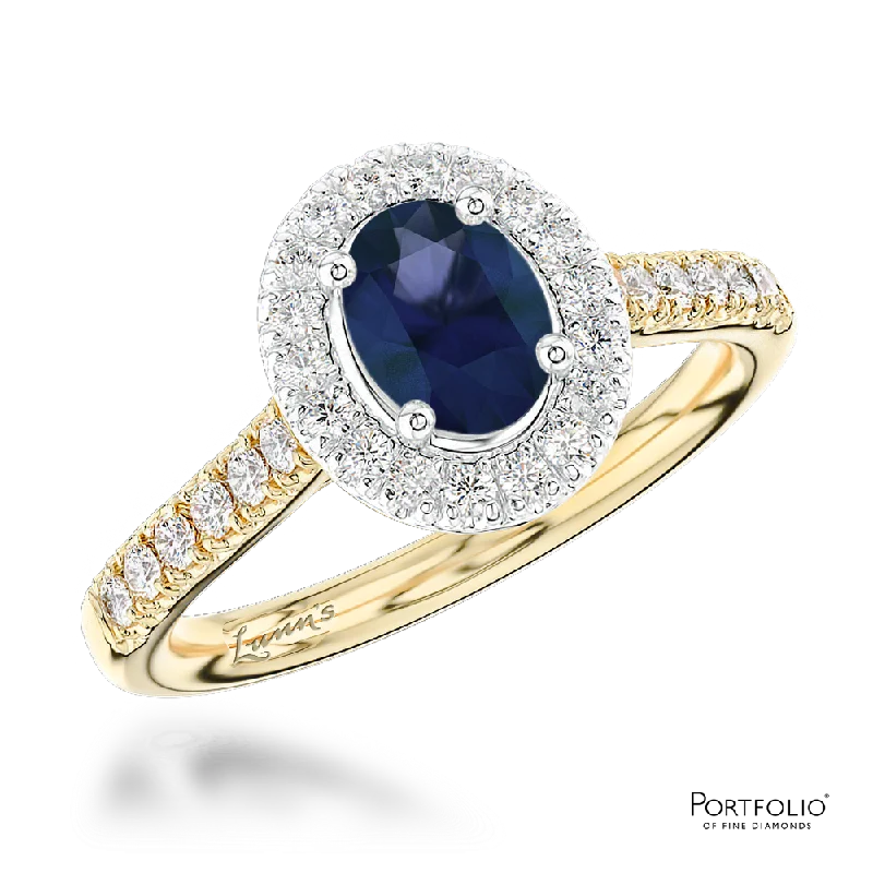 gold wedding bands for women -Cluster 0.70ct Sapphire Yellow Gold/Platinum Ring