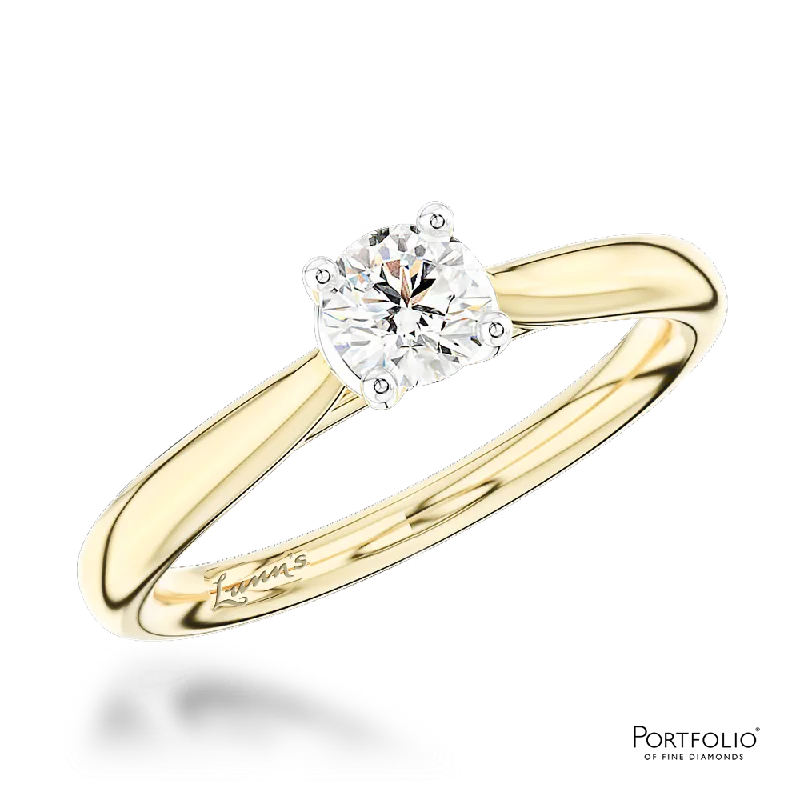 women’s promise rings sets -Solitaire 0.30ct F SI1 Diamond Yellow Gold/Platinum Ring