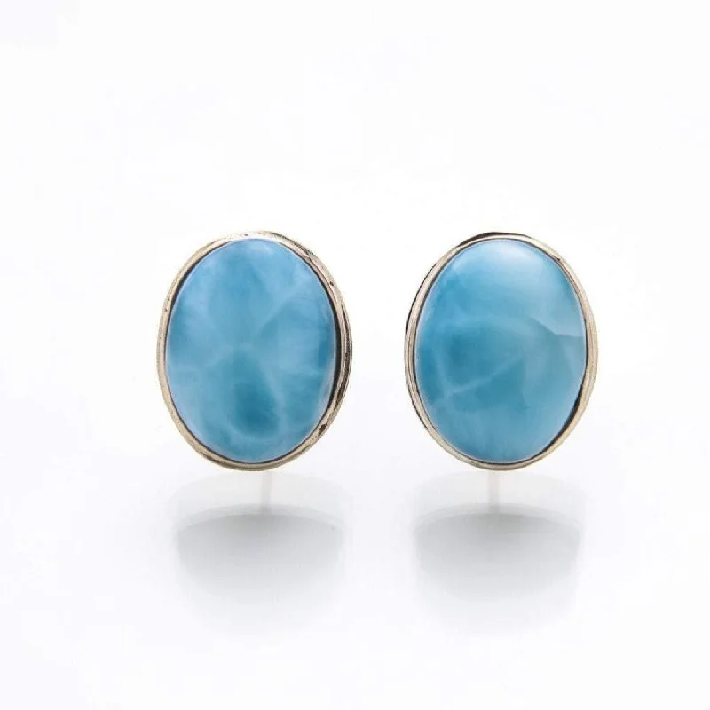 elegant drop earrings for women -Larimar 14K Gold Earrings Haily