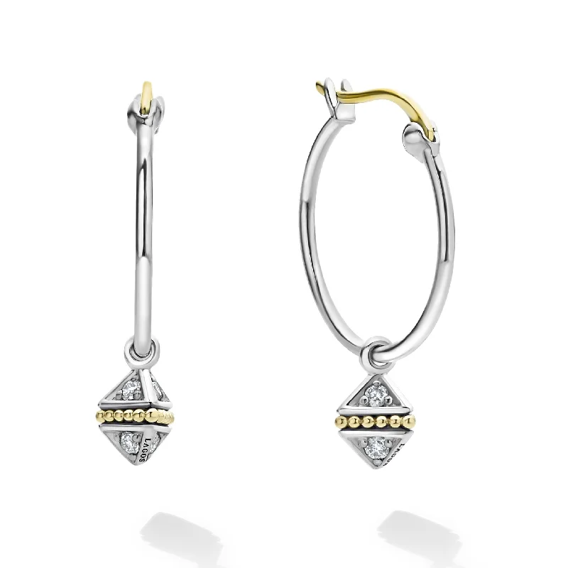 vintage earrings for women -KSL Charm Diamond Hoop Earrings