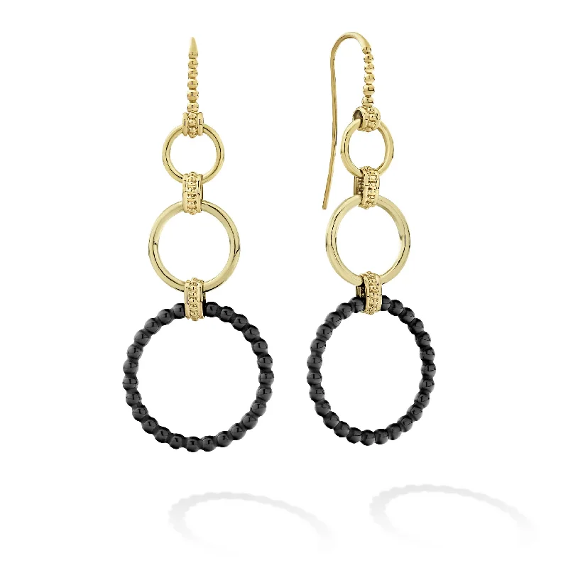 luxury pearl earrings -Meridian 18K Gold and Ceramic Circle Drop Earrings