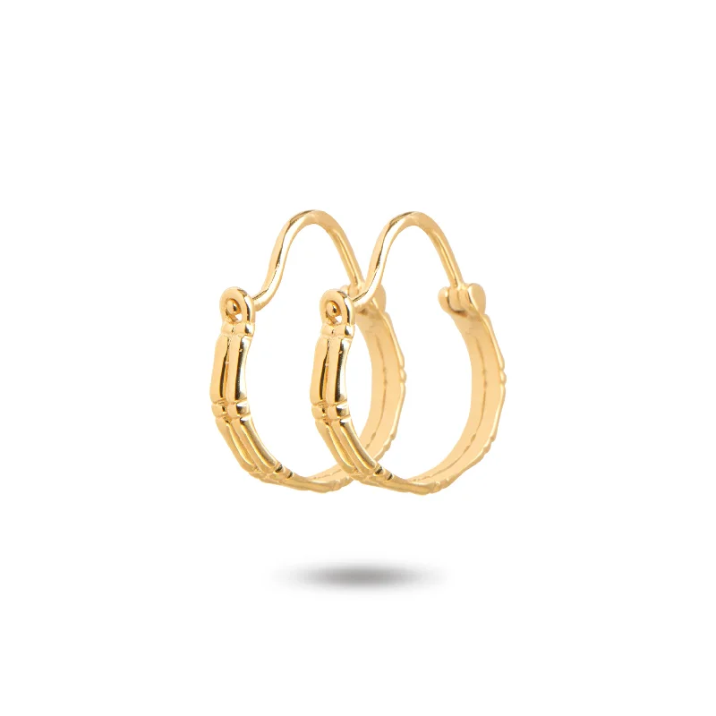 women’s diamond drop earrings -14K Yellow Gold Double Hoop Bamboo Earrings