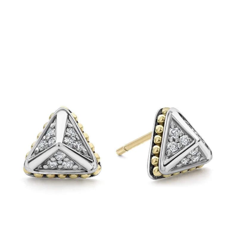 artistic earrings for women -KSL Large Pyramid Diamond Stud Earrings