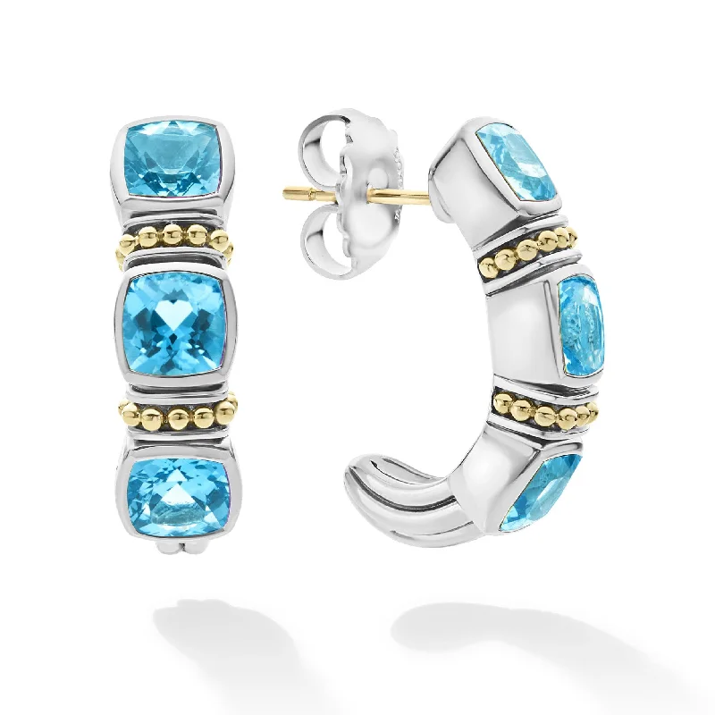 stud earrings for women -Rittenhouse Swiss Blue Topaz Hoop Earrings