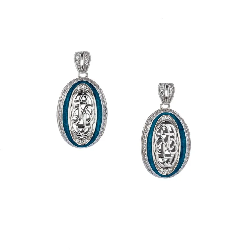 women’s luxury pearl earrings -Silver Path of Life Enamel Post Earrings