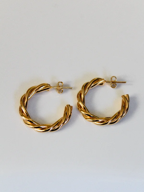 classic pearl earrings for women -Paris Twisted Hoops